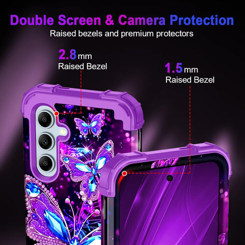 Miqala for Galaxy A55 5G/A35 5G Case,Glow in The Dark Three Layer Heavy Duty Shockproof Full Protection Hard Plastic Bumper+Soft Silicone Protecti...