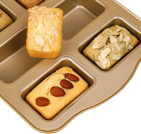 Mini Loaf Pan, 8-Cavity Non-Stick Carbon Steel Brownie Bakeware for Oven baking...