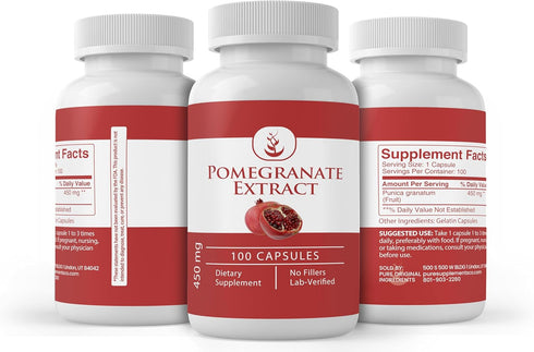 Pure Original Ingredients Pomegranate Extract, Always Pure, No Additives Or Fillers, Lab Verified (100 Capsules)...