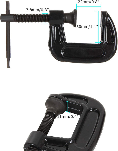 1 Inch C-Clamp Set, 12-Pack Quality Iron C Clamps, Clamps for Woodworking, Welding and Building...