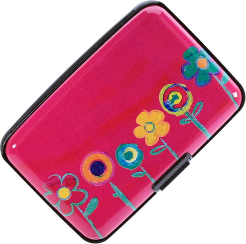 Credit Card Holder Mini RFID Blocking Aluminum Wallet Slim Metal Hard Case Travel Wallet ID Case for Women and Men-Mini Flowers...