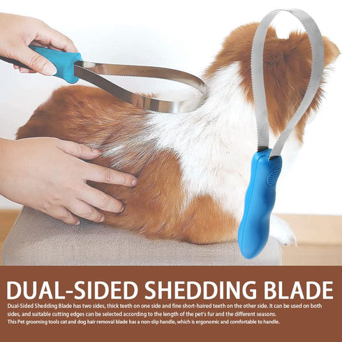 Dual-Sided Shedding Blade Shedding Blade Horse Hair Brush Horse Shedding Tool Dog Grooming Tool with Soft Touch Grip Handle for Pets Grooming Tool...