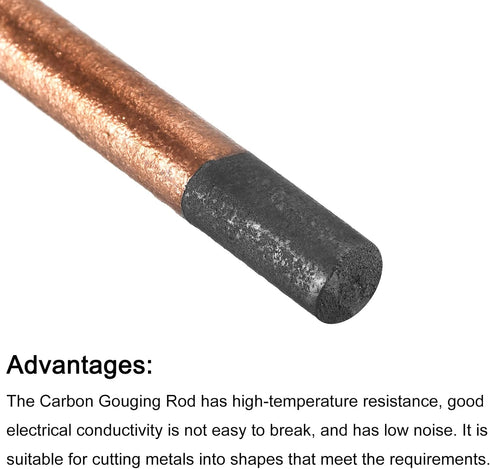 PATIKIL Copper Coated Gouging Carbon Electrode Rods, 10mm/0.4 Inch Dia, 355mm/14-inch Length for Welding, Pack of 5...