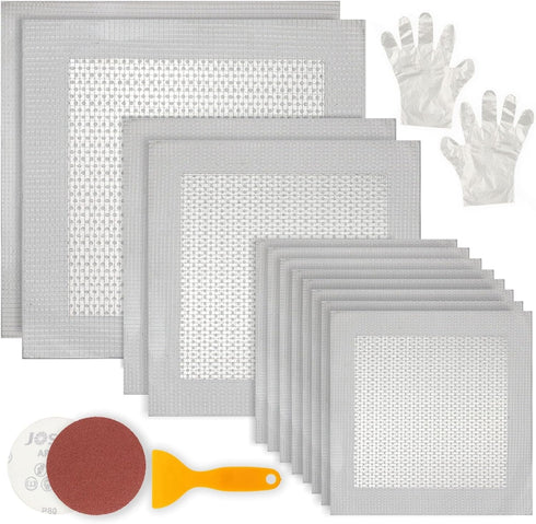 Drywall Repair Kit – 12 Pcs High Strength Aluminum Drywall Patch 3 Assorted Sizes with Scraper, Sand Paper & Gloves – Quick & Easy Solution Drywal...