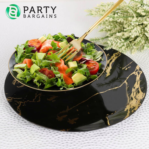 Party Bargains Disposable Plastic Salad Fork Flatware Utensils, 32 Pack, Gold, Novelty Modern Design Kitchen Silverware Cutlery for Household Dinn...