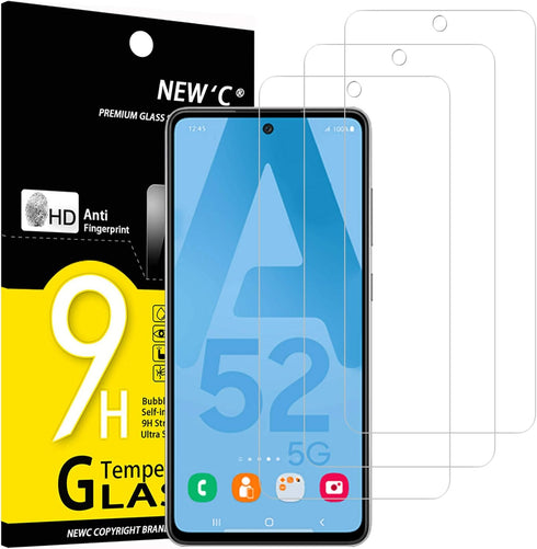 NEW'C [3 Pack Designed for Samsung Galaxy A52, A52 5G, A52S 5G Screen Protector Tempered Glass, Case Friendly Anti Scratch Bubble Free Ultra Resis...