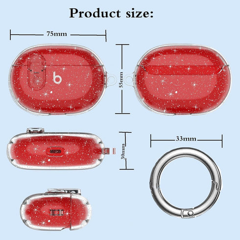 Beats Studio Buds/Studio Buds Plus Case Cover Clear 2021/2023 Men Lock Clip with Cleaner Kit, GARTOO Protective Case for Women Girls Kids Clear Gl...