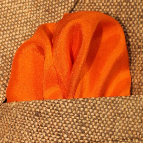 Fine Orange 100% Silk Pocket Square Full-Sized 16"x16"...