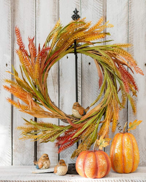 Boston International Decorative Fall Front Door/Wall Wreath, 20.5-Inches, Autumn Wheat...
