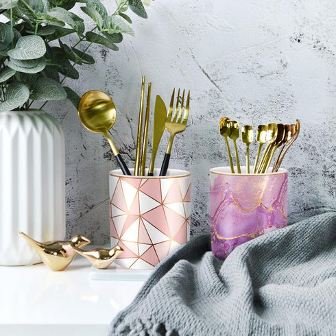 WAVEYU Pen Holder for Desk, Cute Ceramic Pencil Holder, Pen Cup Marker Holder Makeup Brush Holders, Desk Accessories & Workspace Organizers for Ho...