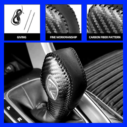 1 PC Car Gear Shift Knob Cover, Waterproof Leather Vehicle Shift Knob Accessories, Durable Automotive Interior Gear Shift Decoration Compatible wi...
