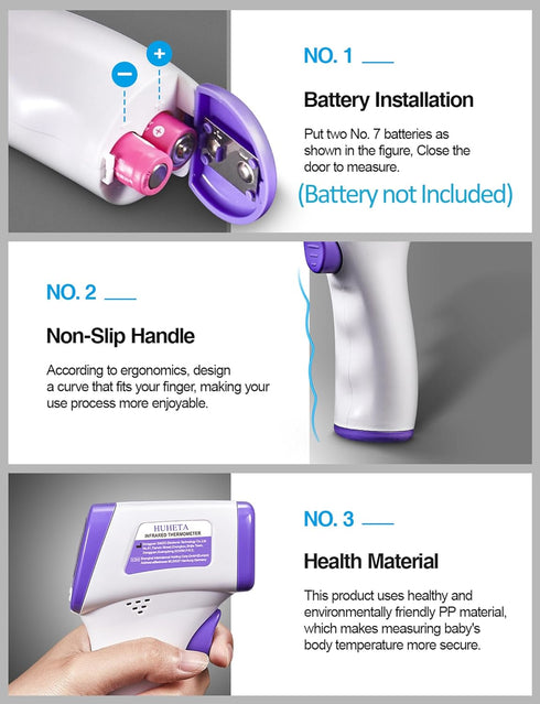HUHETA Infrared Thermometer for Adults, Non Contact Forehead Thermometer with Fever Alarm, Accurate Reading and Memory Function, Body Temperature ...