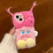 Pink Furry Phone Case for iPhone 13 Pro Max, Cute DIY Long Hair Funny Thick Mouth Warm Plush Cases, 3D Cartoon Fuzzy Winter Protective Cover for W...
