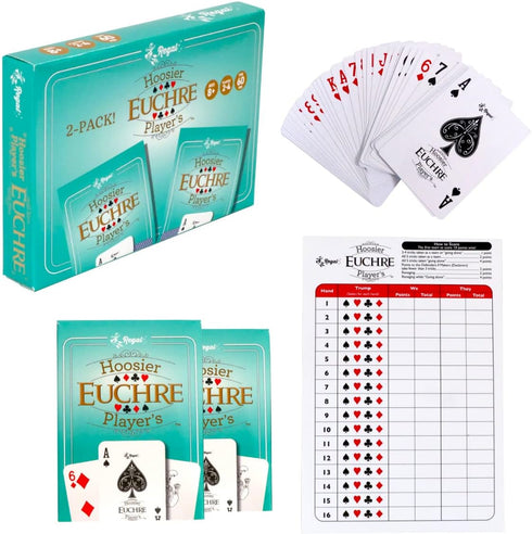 Regal Games Euchre Card Games 2 Pack - Adult Playing Card Game Set with Score Sheets - Family Fun Game Night - Ideal for 2-4 Player...