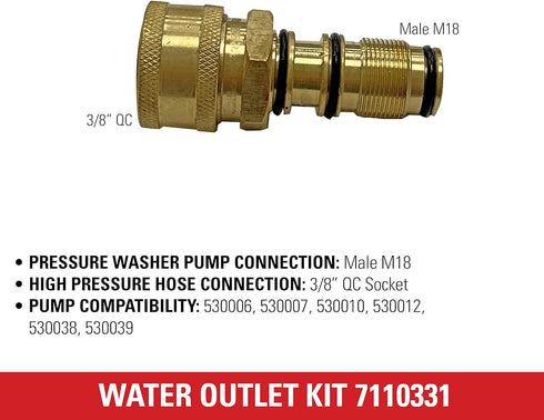 Simpson Cleaning 7110331 Replacement Water Outlet Kit for AAA Pressure Washer Pumps, Gold...