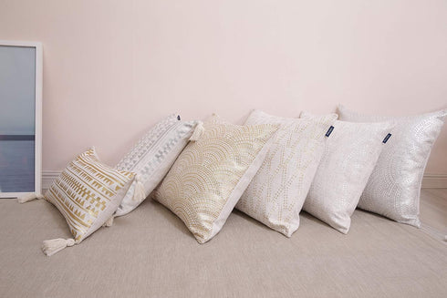 Silver Couch Throw Pillow Cover 1pc 20X20inch Ecru White Textural Linen Look Metallic Print Rhombus Wavy Geometric Decorative Pillowcase Christmas...