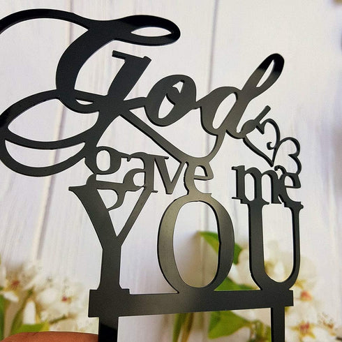 God Gave Me You Wedding Cake Topper party decoration (Black)...