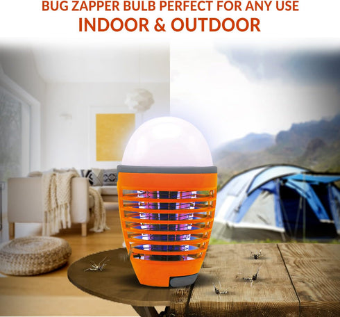 Himalayan Glow 2 in 1 Electric Bug Zapper Light Bulb, Outdoor Camping Lantern Rechargeable with Mosquito Zapper, Portable Waterproof, 1000 Volts, ...