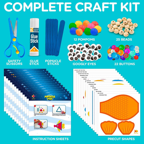 Arts and Craft Kit for Toddlers Ages 3, 4, 5 Years - Craft 9 Fun Fish Characters...