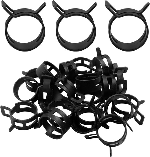 20 Pcs 0.86 Inch ID Spring Band Type Clamps, 22mm Fuel Hose Clamps Fasteners, Black Spring Hose Clip for Fuel Hose Line Water Pipe Air Tube Hose...