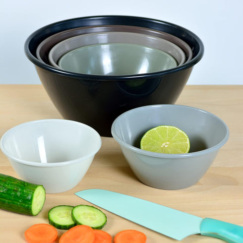 Youngever 6 Pack Large Plastic Mixing and Serving Bowls, Plastic Nesting Bowls Set - 120OZ, 80OZ, 50OZ, 32OZ, 22OZ, 12OZ (Urban Colors)...