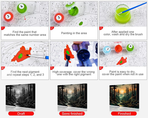 TUMOVO Paint by Number for Adults Canvas Forest Landscape Adult Paint by Number Kits Adults' Paint-by-Number Kits DIY Painting for Adults Paint by...