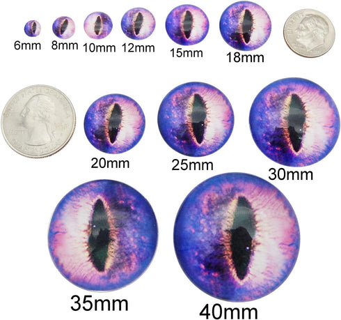 100PCS Mixed Style Dragon Eyes Flatback Glass Cabochon Dome for Doll Making Necklace Pendant Jewelry DIY (Mixed Size2)...