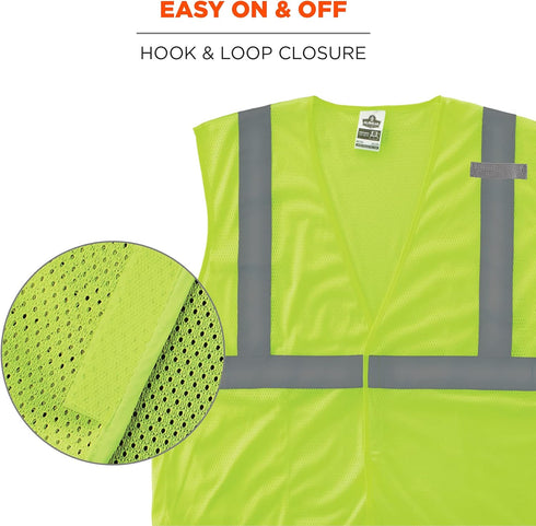 Reflective Safety Vest, High Visibility Mesh, Interior and Exterior Pocket, Class 2, Type R, Single Sizing...