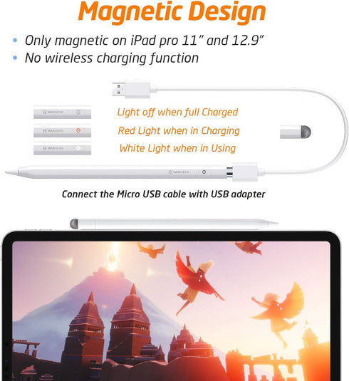 WixGear Stylus Pen for iPad with Palm Rejection, Active iPad Pencil for Precise Writing/Drawing, Compatible Apple (2018-2020) iPad Pro iPad 6th/7t...