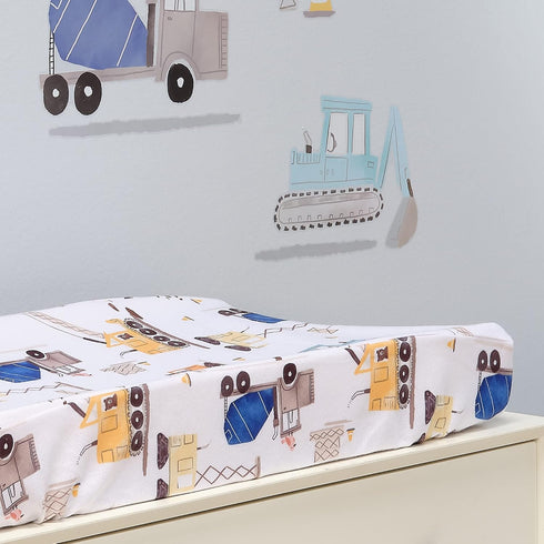 Bedtime Originals Construction Zone Changing Pad Cover - White/Trucks...