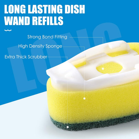 Dish Wand Refills 16Pack, Dishwand Sponges Replacement Heads,Common Compatible Dish Wand Heads, Durable Dish Wand Scrubber Sponge For Kitchen Clea...
