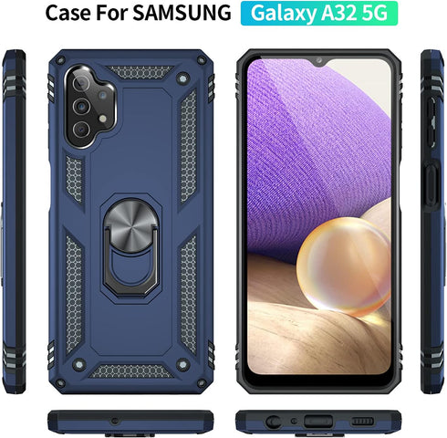 for Samsung Galaxy A32 5G Case with Screen Protector, Military Grade 16ft Drop Tested Cover, Blue...