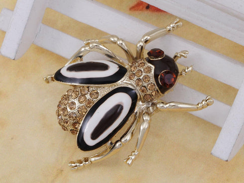 Alilang Golden Tone Light Topaz Colored Rhinestones Bug Insect Wings Brooch Pin...