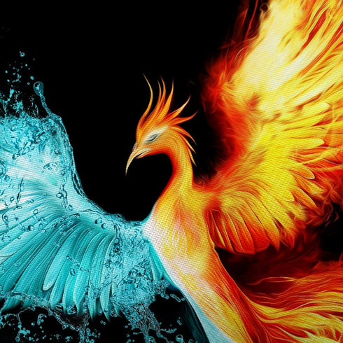 Fantasy Phoenix Tapestry, Water Ice and Fire Rising Phoenix Animal Anime Wall Hanging for Bedroom, Aesthetic Tapestry for Men Beach Blanket Colleg...
