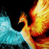 Fantasy Phoenix Tapestry, Water Ice and Fire Rising Phoenix Animal Anime Wall Hanging for Bedroom, Aesthetic Tapestry for Men Beach Blanket Colleg...