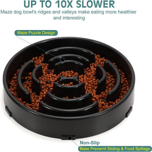 WHIPPY Large Slow Feeder Dog Bowls for Large Medium Dogs Anti-Chocking Slow Feeding Maze Dog Food Bowl Slow Eating Interactive Bloat Stop Puzzle B...