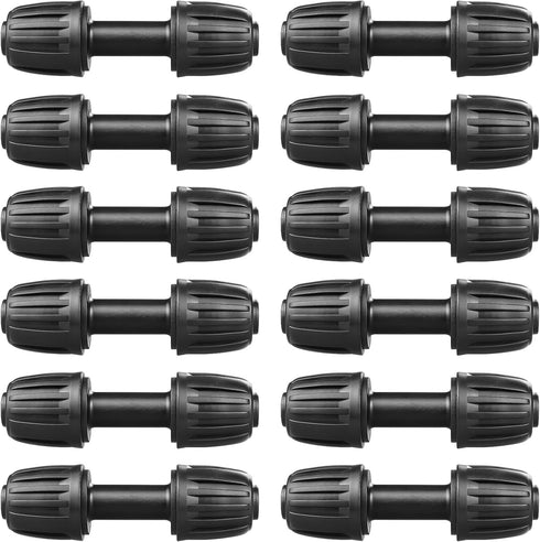 Drip Irrigation Fittings for 1/2 inch Tubing (0.60"-0.63" OD), 12 Pieces Barbed Coupling Drip Parts Locked Coupler Connectors, Drip Line Nuts Conn...