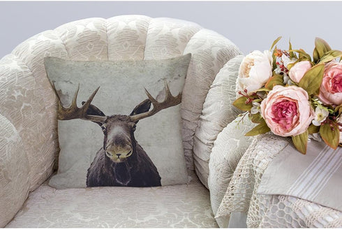 HGOD DESIGNS Moose Throw Pillow Case Cotton Linen Square Cushion Cover Standard Pillowcase for Men Women Home Decorative Sofa Armchair Bedroom Liv...