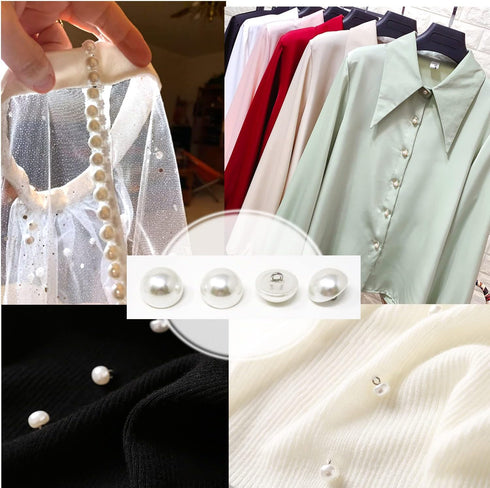Honbay 20PCS 15mm Dainty Pearl Buttons with Shank Round Buttons Plastic Resin Sewing Buttons Decorative Buttons for Wedding Dress, Skirts, Gloves,...