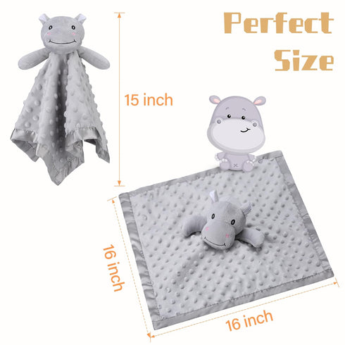Pro Goleem Hippo Loveys for Babies, Soft Security Blanket Baby Snuggle Toy Newborn Stuffed Animals Baby Gifts for Boys and Girls, 16 Inch...