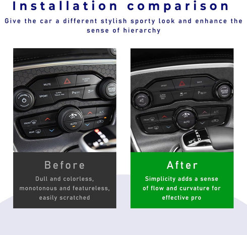 3 PCS Car Push Start Button Cover, Engine Start Stop Button Stickers, Metal Ignition Button Cover, One Button Start Trim Ring for Challenger Charg...
