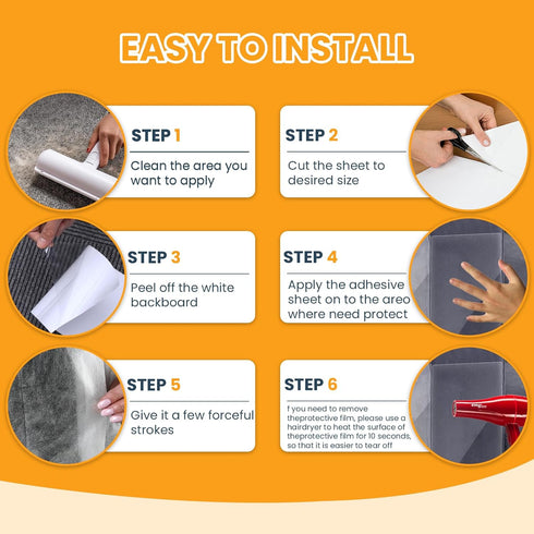 Cat Scratch Deterrent Sofa Furniture Protectors, Clear Self-Adhesive Couch Pads from Cats Scratching, Door Wall Anti Pet Scratch Tape Guards, 10 P...
