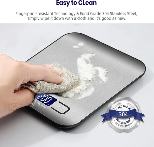 BAGAIL BASICS Digital Kitchen Scale, Premium Stainless Steel Food Scales Weight Grams and Oz for Baking and Cooking, 11lb/5kg with 0.1oz/1g Precis...
