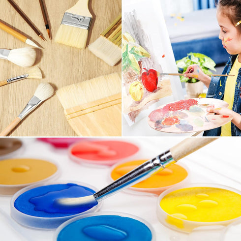Geelin 9 Pcs Pottery Glaze Brushes Ceramic Brushes Set Different Shapes Glaze Brushes for Pottery Acrylic Watercolor Wool Bristle Art Paintbrush S...