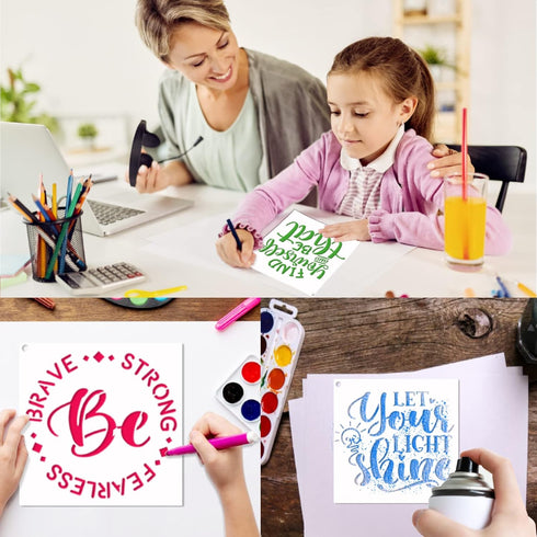 Word Stencils for Painting On Wood Sign Canvas Fabric, Reusable Welcome Farmhouse Burning Inspirational Art Craft Paint Stencil for Shirt Family F...