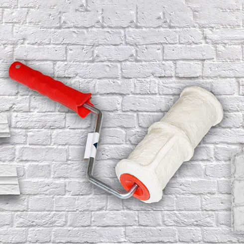 Embossed Paint Roller, 8 Inch Brick Embossing Roller for Wall Decoration, Art Brush Paint Roller Embossing Cylinder with Rubber Handle for Househo...