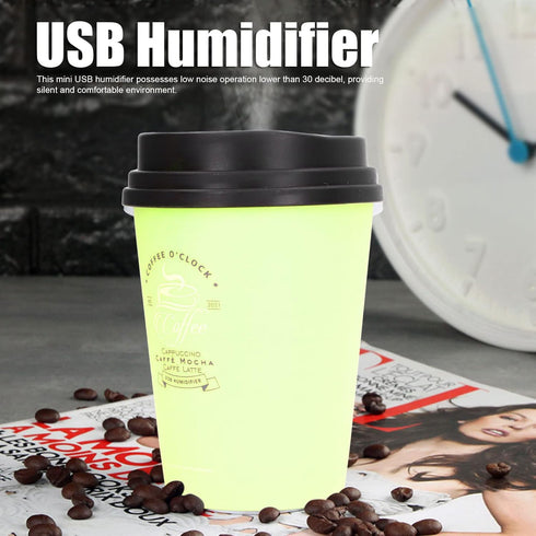 Portable Mini Humidifier, 300ml Car Humidifier Coffee Cup Low Noise Auto Off Lightweight Space Saving Travel Small USB Desk Humidifier for Car Bed...