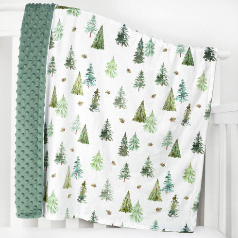 HOMRITAR Baby Blanket for Boys Soft Lightweight Minky Blanket with Double Layer Dotted Backing for Infant Toddler Nursery Crib with Green Pine Tre...
