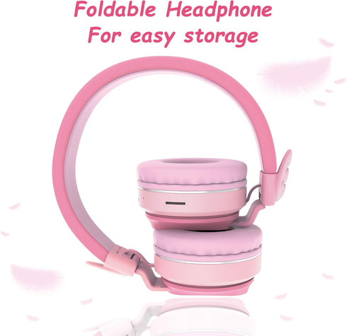 Riwbox BT05 Bluetooth Kids Headphones Wireless Foldable Headset Over Ear with Volume Limited and Mic/TF Card Compatible for iPad/iPhone/Tablet (Pi...