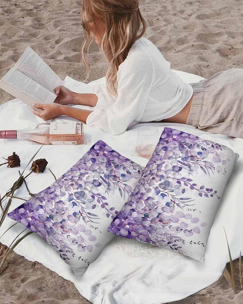 Purple Eucalyptus,Romantic Elegant Flower Leaves Herbs Outdoor Pillow Cover 12x20 Inch Cushion Sham Case, Waterproof Decorative Lumbar Throw Pillo...